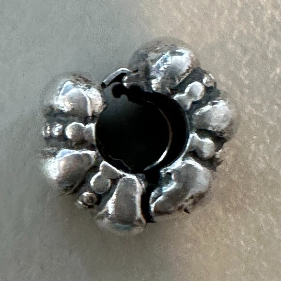 Authentic PANDORA 925 Sterling Silver Ridges Barrel Clip Charm - EUC - Picture 5 of 7